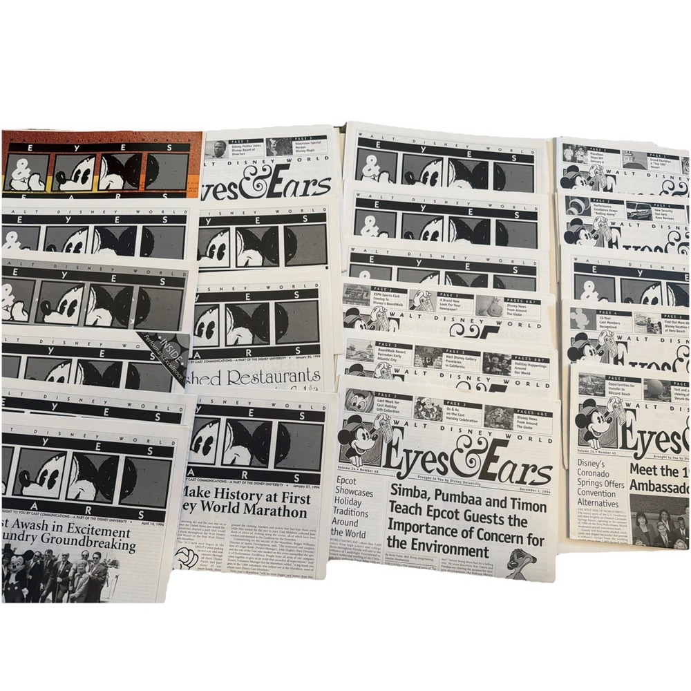 Disney World Eyes & Ears Cast Newspaper 1994 Lot Of 21 Planet Hollywood opening